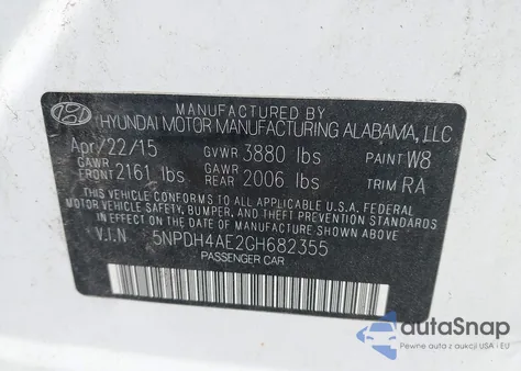 2016 Hyundai Elantra Se из США, поврежденный, VIN 5NPDH4AE2GH682355